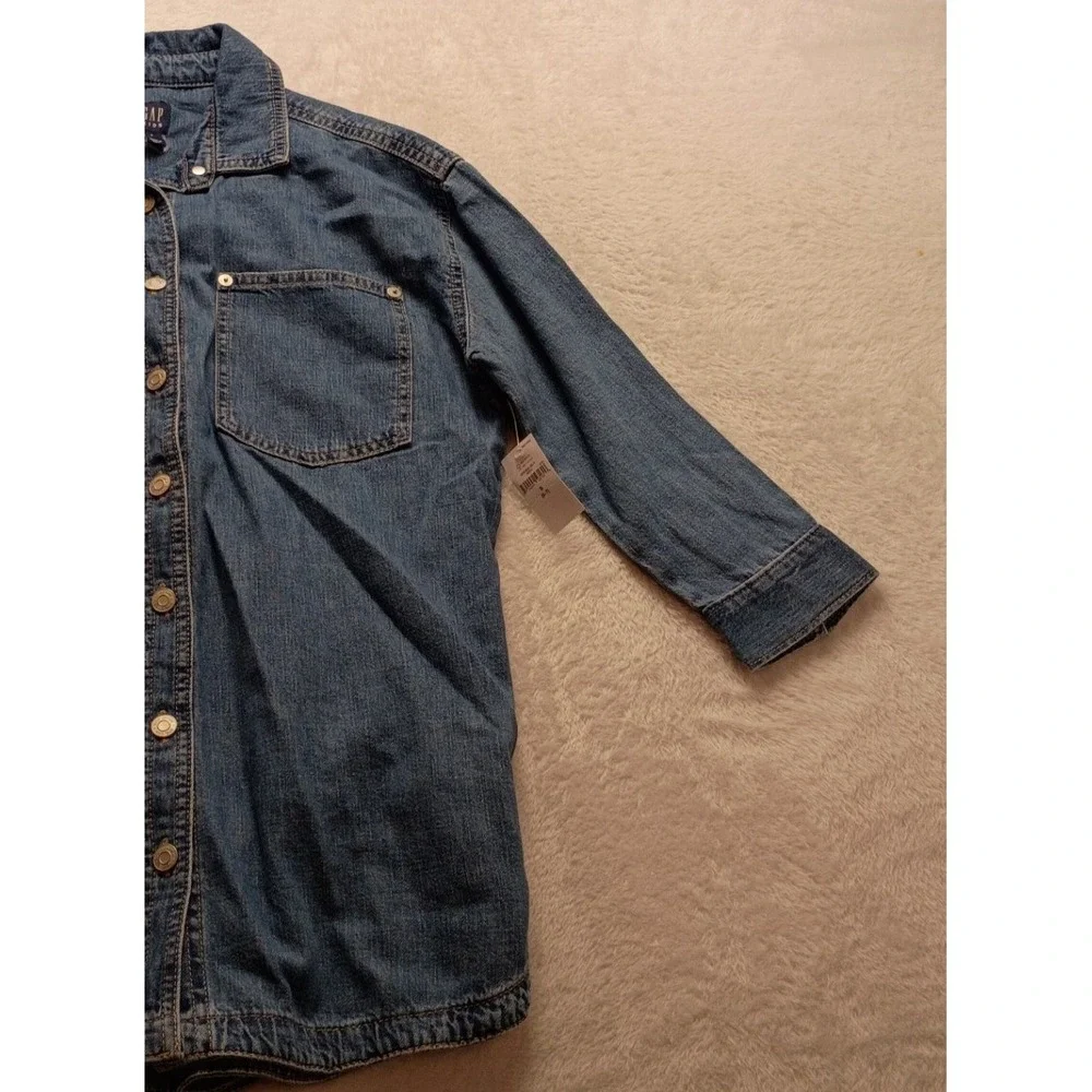 Gap Kids Denim Shirt Dress Medium Wash Long Sleeve Blue Size S 6-7 Casual NWT